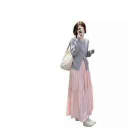 Fitted long fuchsia autumn summer long skirt, high waist, A-line, for teenagers 5