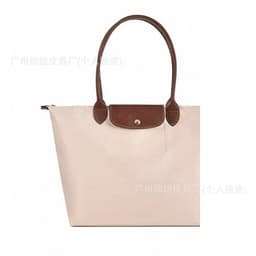 Folding nylon capacious waterproof bag, one-shoulder bag, genuine leather, with embroidery 5
