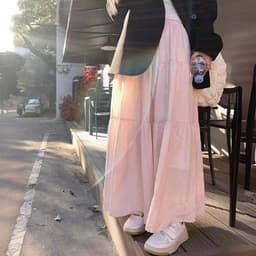 Fitted long fuchsia autumn summer long skirt, high waist, A-line, for teenagers 2