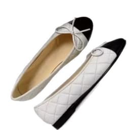 Classic footwear, ballet shoes with bow, french style, Chanel style 5