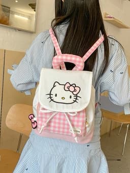 Hello kitty, brand cute cartoon backpack, handheld card holder, shoulder bag, Korean style, drawstring 5