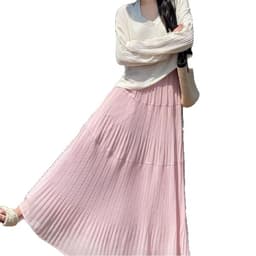 Purple shiffon fitted long skirt, high waist, for teenagers, A-line, mid length 5