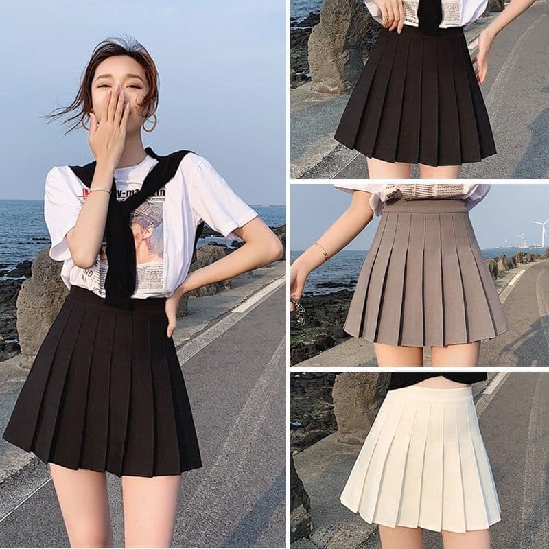 Spring pleated skirt, summer mini-skirt, for teenagers, high waist