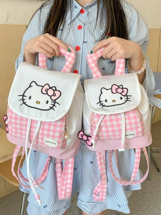 Hello kitty, brand cute cartoon backpack, handheld card holder, shoulder bag, Korean style, drawstring